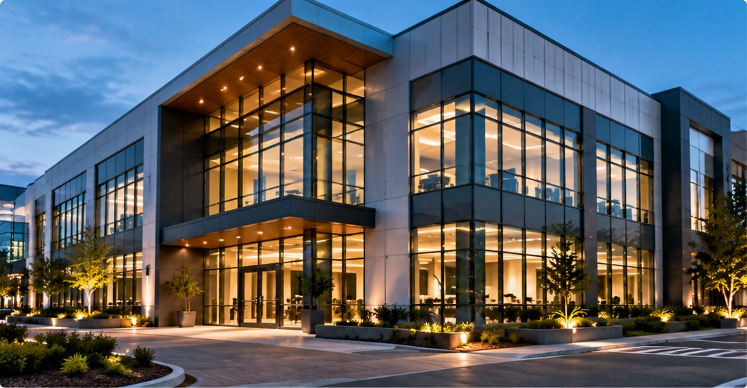 Modern corporate office with integrated workplace technology