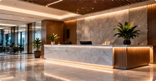 Modern corporate workplace with meeting and collaboration technology