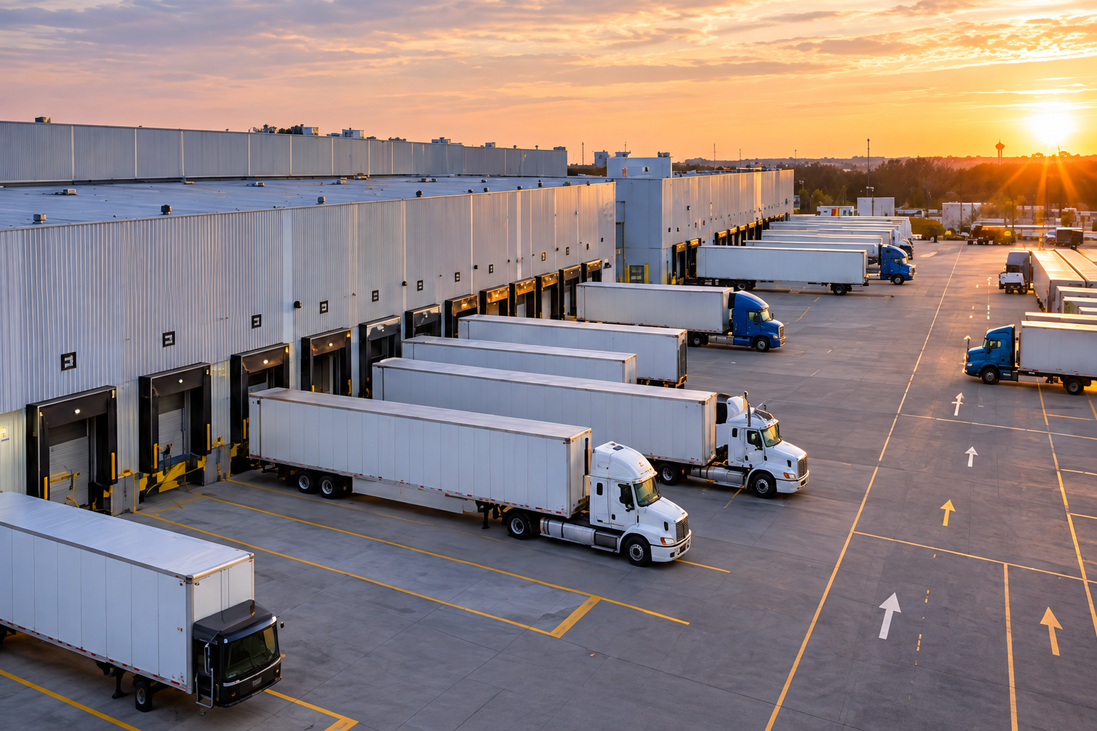 Warehouse logistics operations with workers and inventory