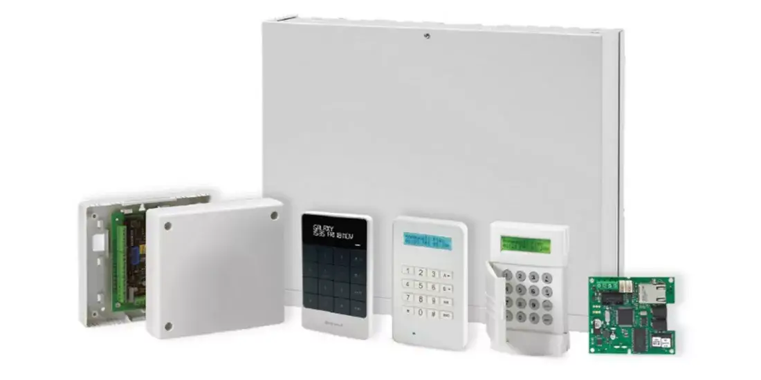 Commercial Security Systems Honeywell intrusion alarm system panel, keypads and security sensors